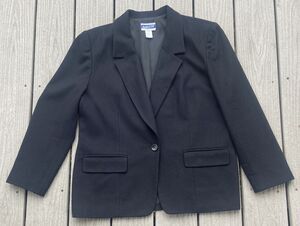 VTG Pendleton Black Wool Blazer 14P Dark Academia Quiet Luxury Minimalist Jacket